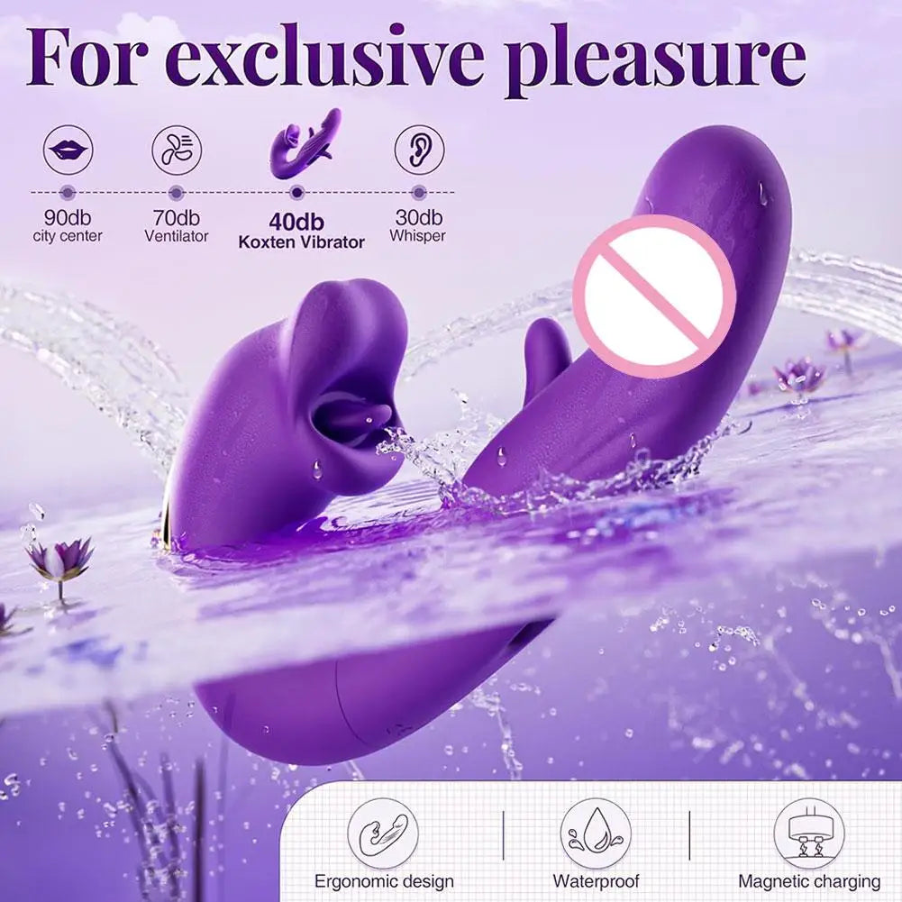 Clitoral Vibrator Licking Sucking Telescopic Rotating Vibrators Silicone Dildo G-Spot Tongue Licking Flapping Sex Toys for Woman