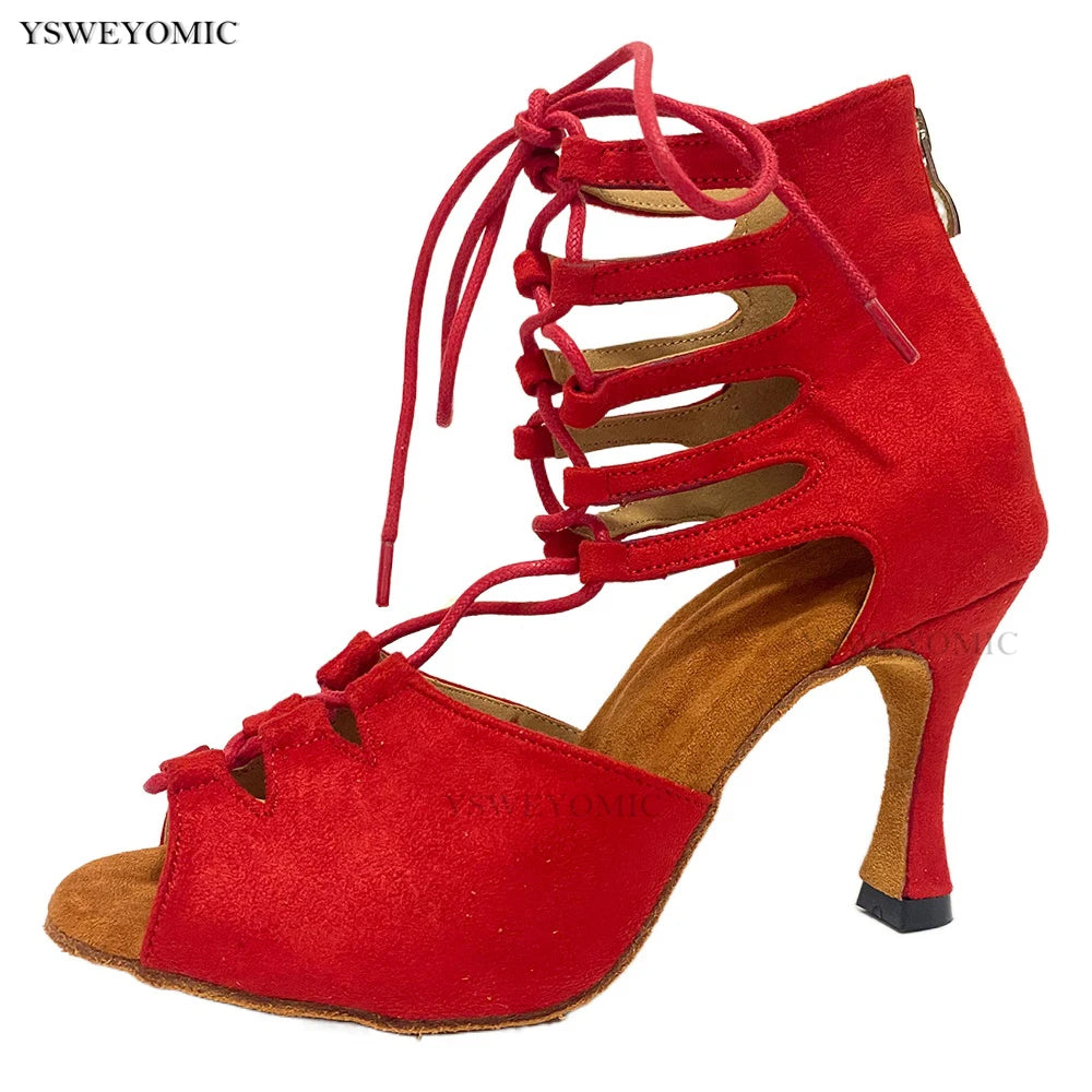 Zapatos de baile latino Super Soft Customized Heel and Colors Sexy Red Latin Salsa Dance Shoes For Women And Girls