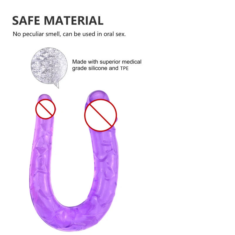 Realistic Penis Dildo Sex Toys For Woman U Shape Double Ended Flexible Jelly Dildos Penis G Spot Anal Stimulator Adult Sex Toys