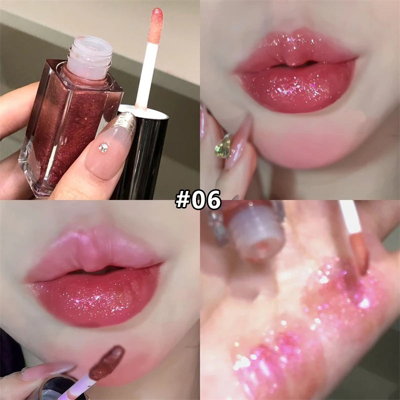 Star Shine Glitter Lip Gloss Water Light Mirror Shimmer Lip Tint Lasting Moisturizing Non Sticky Glossy Liquid Lipstick Makeup