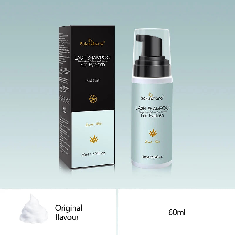 SAKURAHANA Lash Shampoo 60ml Eyelash Extension Deep Cleaning Foam Makeup Cleansing Foam Non-Irritating Makeup Remover