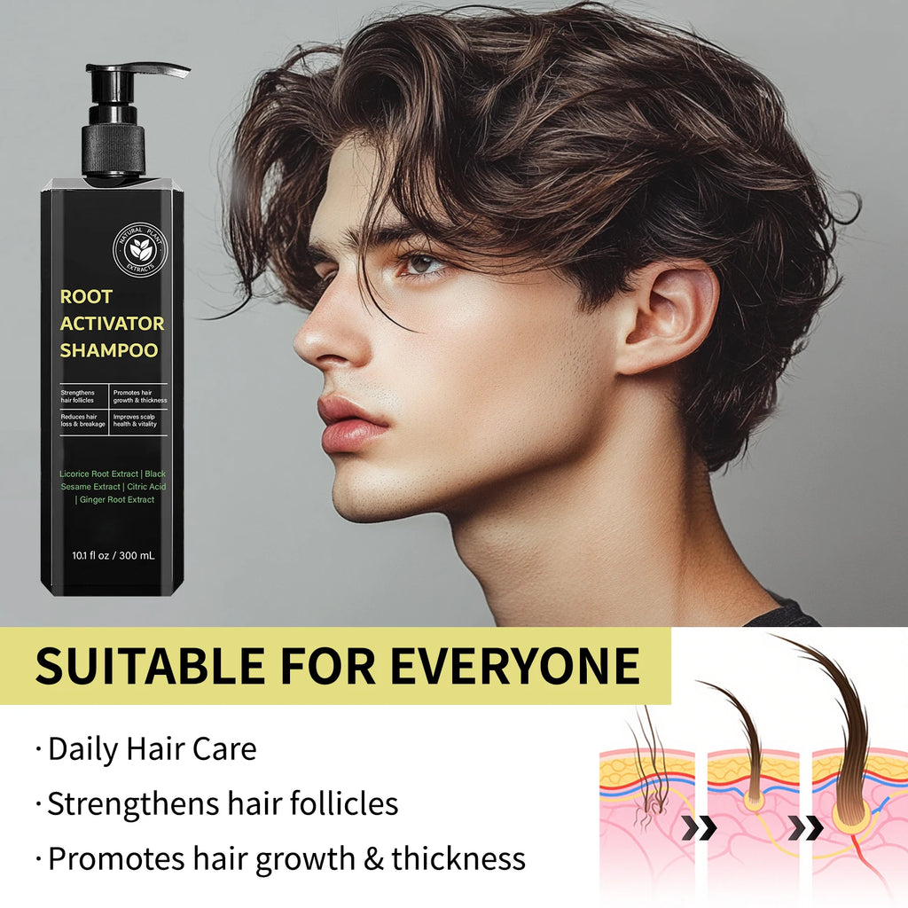 Hair Root Activator Shampoo 300ml Nourish Hair Roots Strengthen Hair Follicles Promote Growth Reduce Loss for Smooth Thick Hair