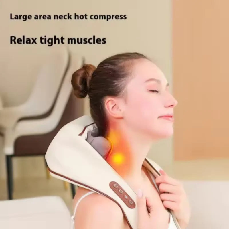 Neck Massager Cordless Shiatsu Shoulder Back Massager with Soothing Heat Electric Deep Tissue for Neck Waist Traps Back