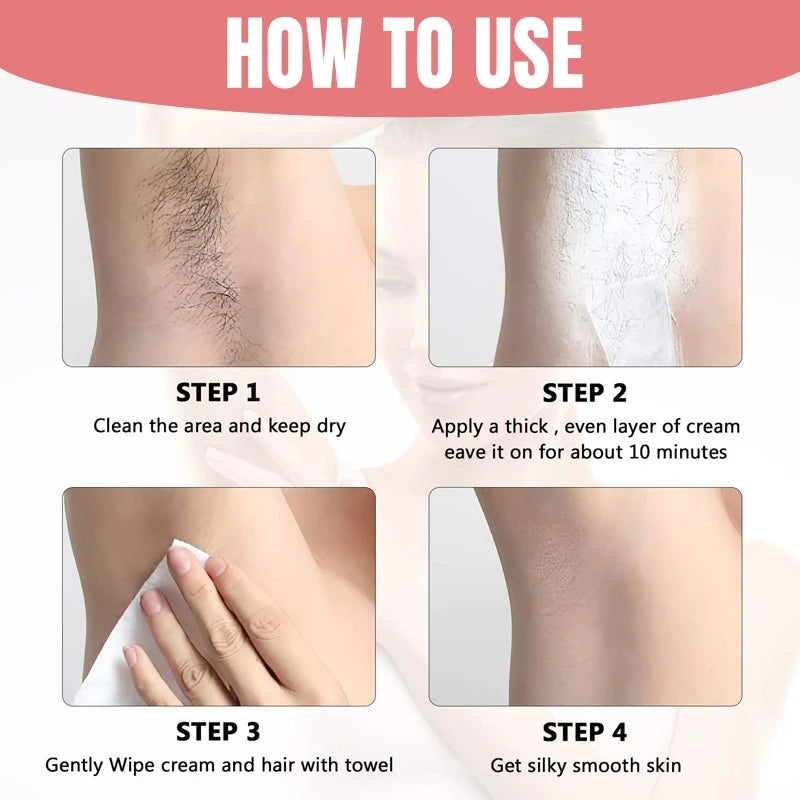 Permanent Hair Removal Cream Hair Growth Inhibitor Face Arms Armpit Legs Intimate Areas Painless Depilatory For Men Women Care