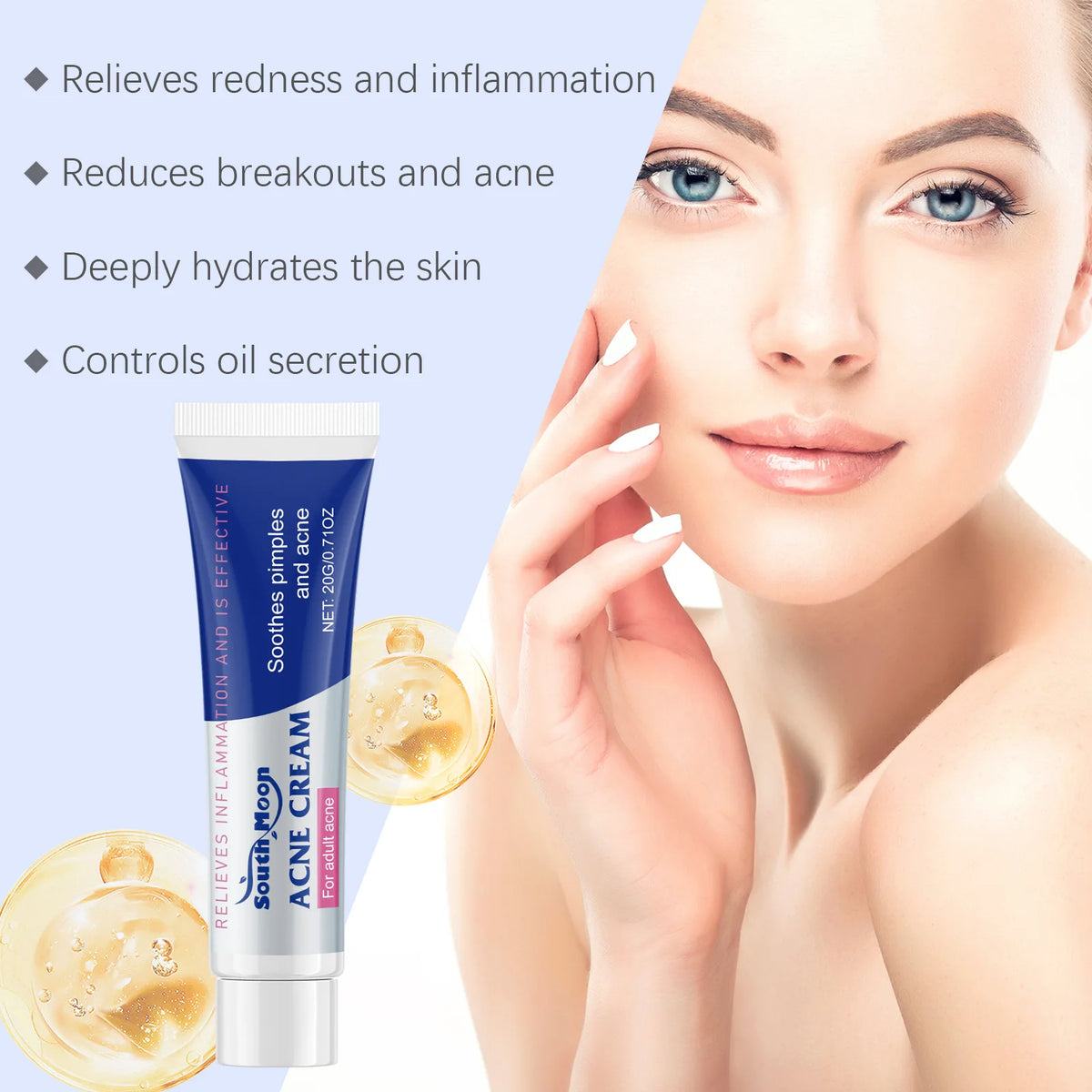 Salicylic Acid Acne Cream Clean Pores Reduce Pimple Fade Acne Repair Damaged Skin Soothe Redness Aloes Extract Repair Acne Cream