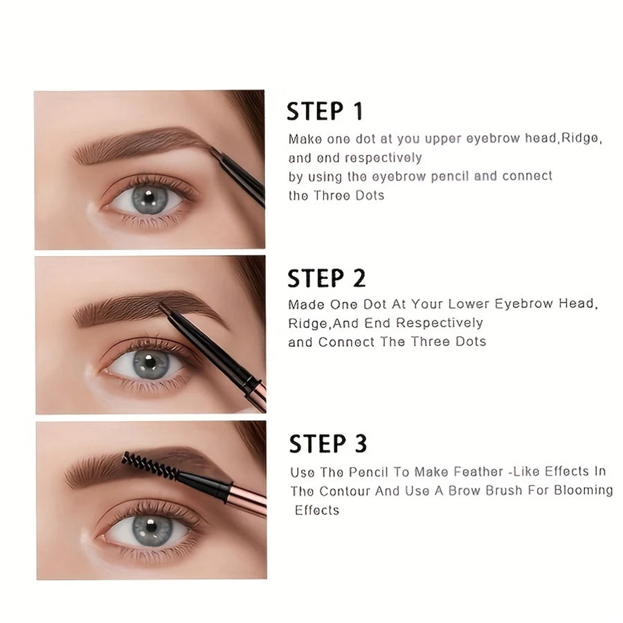 Double Headed Eyebrow Pencil, Extremely Fine, Waterproof, Sweat Resistant, and Long-Lasting