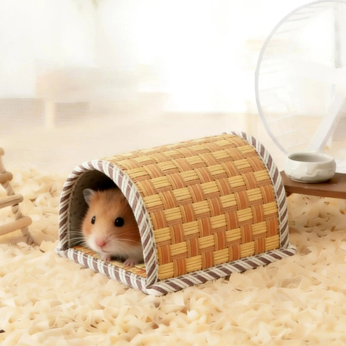cooling Hamster Bed Breathable Wear Resistant Pet Cave Nest Weave Cooling Mat Hiding House Cage Hamster Habitat House Bed