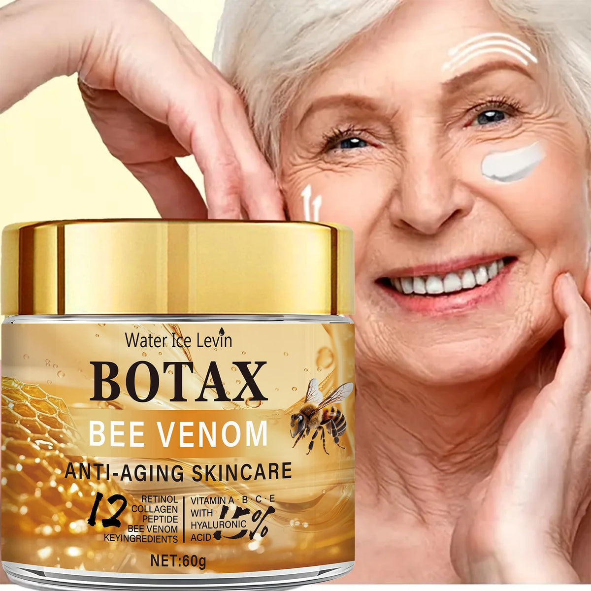 "Botax" Bee Venom Cream - Deep Wrinkle Treatment, Skin Rejuvenation & Firming Action with Collagen Water Ice Levin. 60g.
