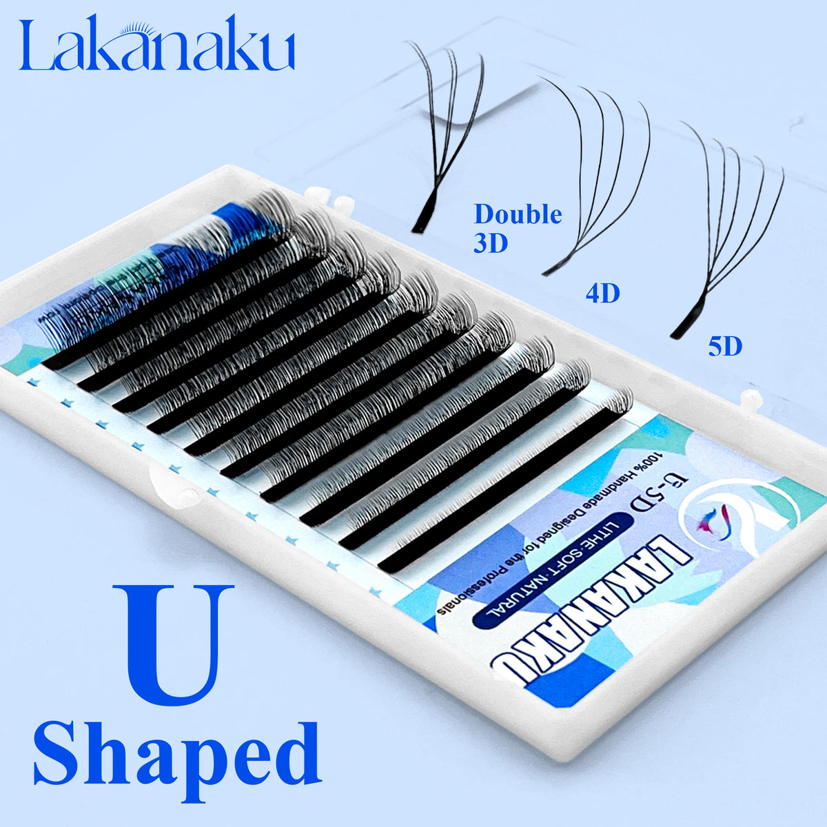 LAKANAKU 2D UU YY Lashes 3D 4D 5D W Fibras Tecnologicas Pestañas Shape U Eyelash Extension De Cils Premade Fans Lashes Extension