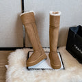 Snow boots for women 2025 new winter high-end button up long tube boots for warmth and height increasing boots for women