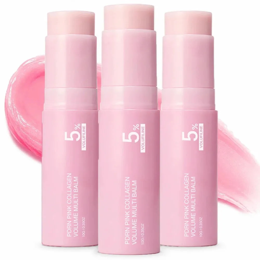 Pink Collagen Volume Balm 5% Volufiline Plumping Hydrating Balm Stick Korean Skin Care Fine Lines Moisturizer For Face Neck Eye