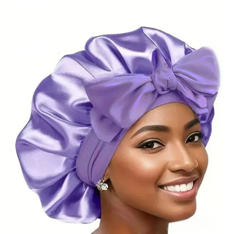 Women Satin Solid Sleeping Hat Night Sleep Cap Hair Care Bonnet Nightcap for Women Men Unisex Cap Bonnet De Nuit Shower Turban