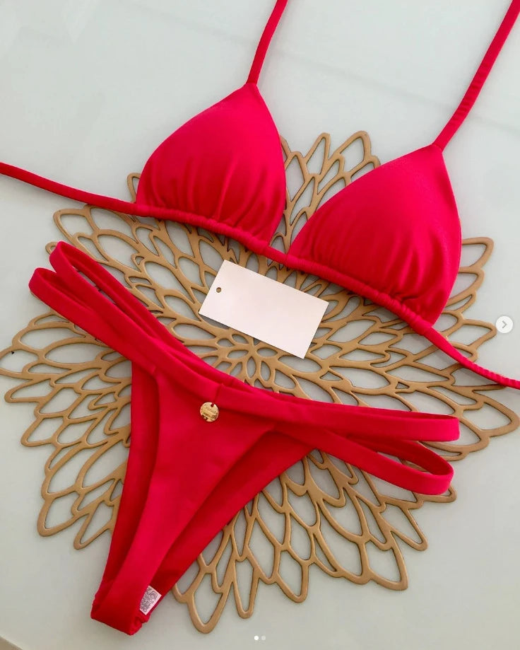 2026 New Sexy Women Bikini Set Beach Holiday Swimsuit Brazilian Thong Bikini Set Sexy Two Pieces Bathing Suit Women Beach Wear