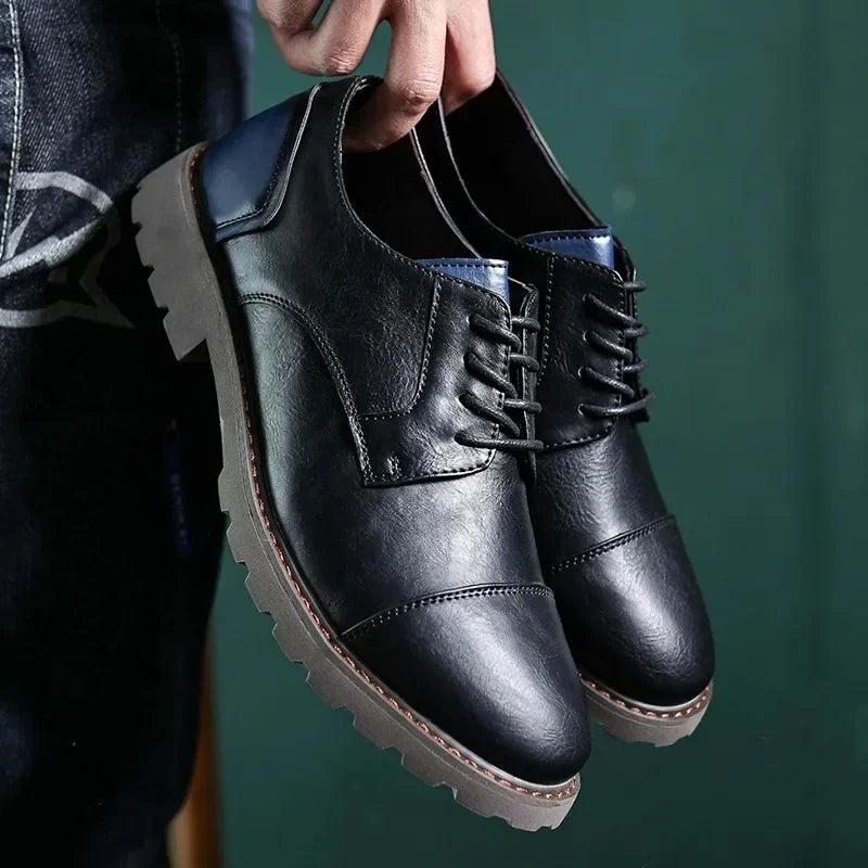 Vintage Men's Leather Shoes Casual Shoe Outdoor Workwear Men's Shoes British Style Single Botines Para Hombres Zapatillas Male