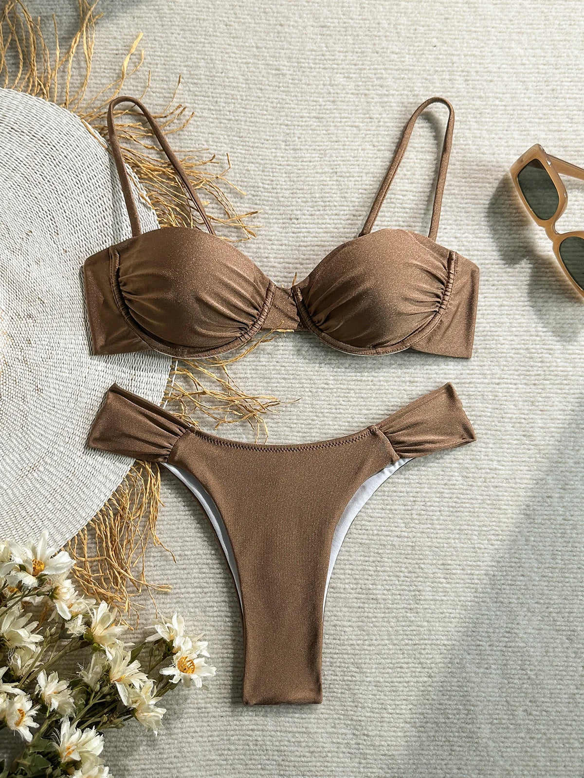 Two Piece Bikinis 2026 New Women Swimsuit Push Up Bathing Suit Sexy Bikini Sets Swimwear Print Beachwear Solid Biquinis Vacation