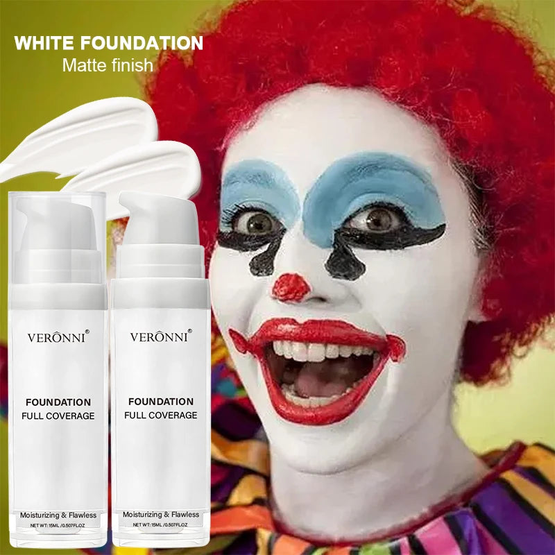 Professional White Face Foundation Matte Light White Blending Pure White Brightening Makeup For Cosplay Gothic Makeup Found