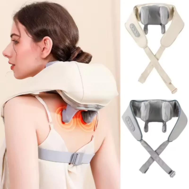 Neck Massager Cordless Shiatsu Shoulder Back Massager with Soothing Heat Electric Deep Tissue for Neck Waist Traps Back