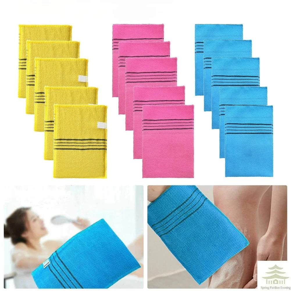 Exfoliating Bath Pad Towels Set Korean Italy Asian Exfoliating Bath Washcloth Body Scrub Shower Soft Polyester Cotton