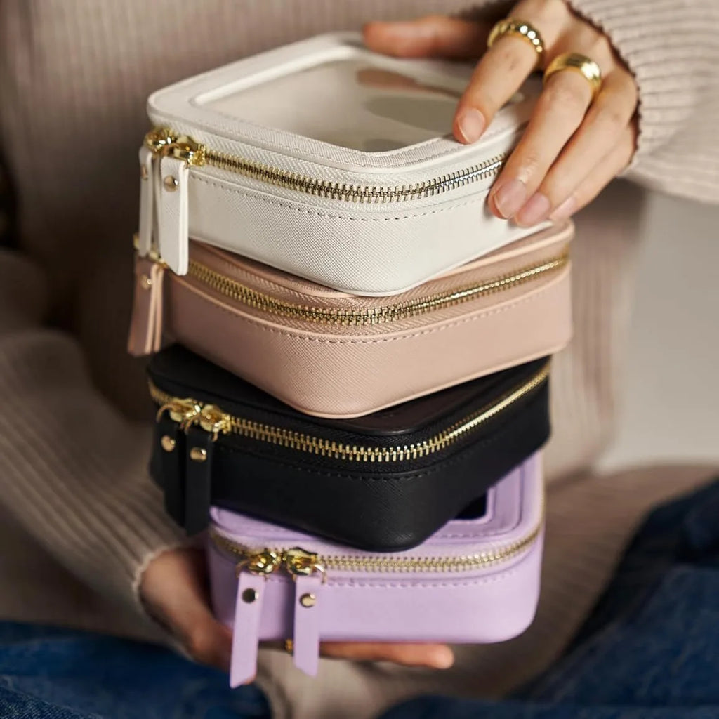 Mini Makeup Bag Free Custom Name Initials Pu Saffiano Leather Cute Small Visible Window Storage Lipsticks Cosmetics Case