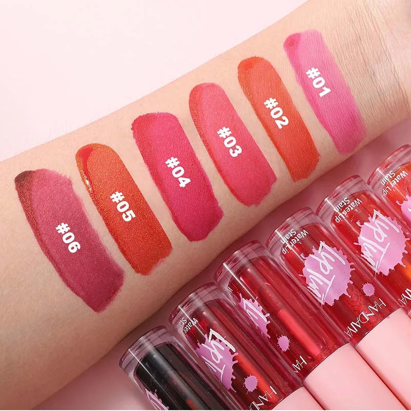 Liquid Lip Stain Lipstick Makeup Water Light Fruit Juice Lip Gloss Tint Moisturizing Waterproof Non-Stick High Pigment Lipstick