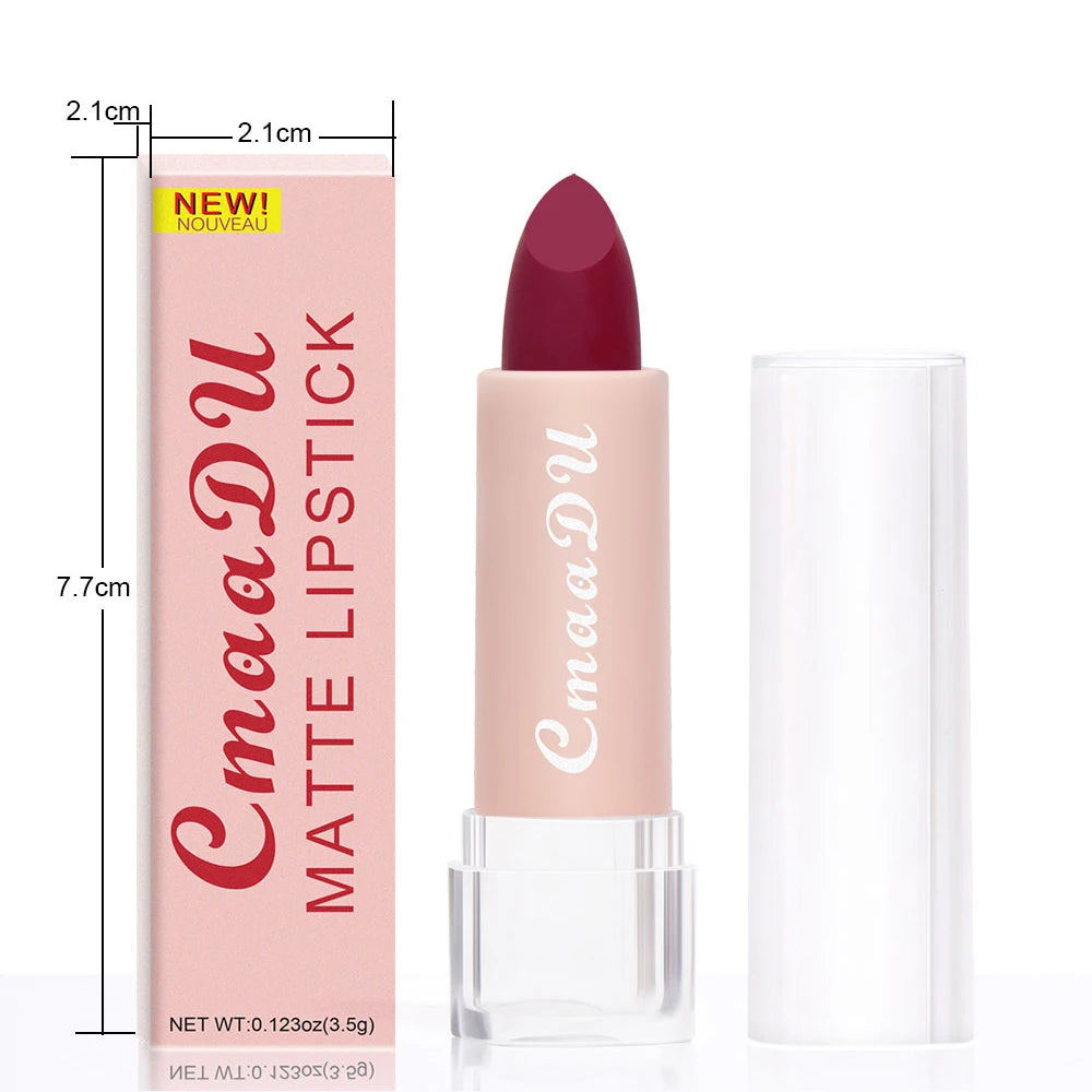 1 Pcs Velvet Matte Lipstick Long-Lasting Non-Stick Cup Waterproof Moisturizing Lip Gloss Fashion Classic Shades For Daily & Date