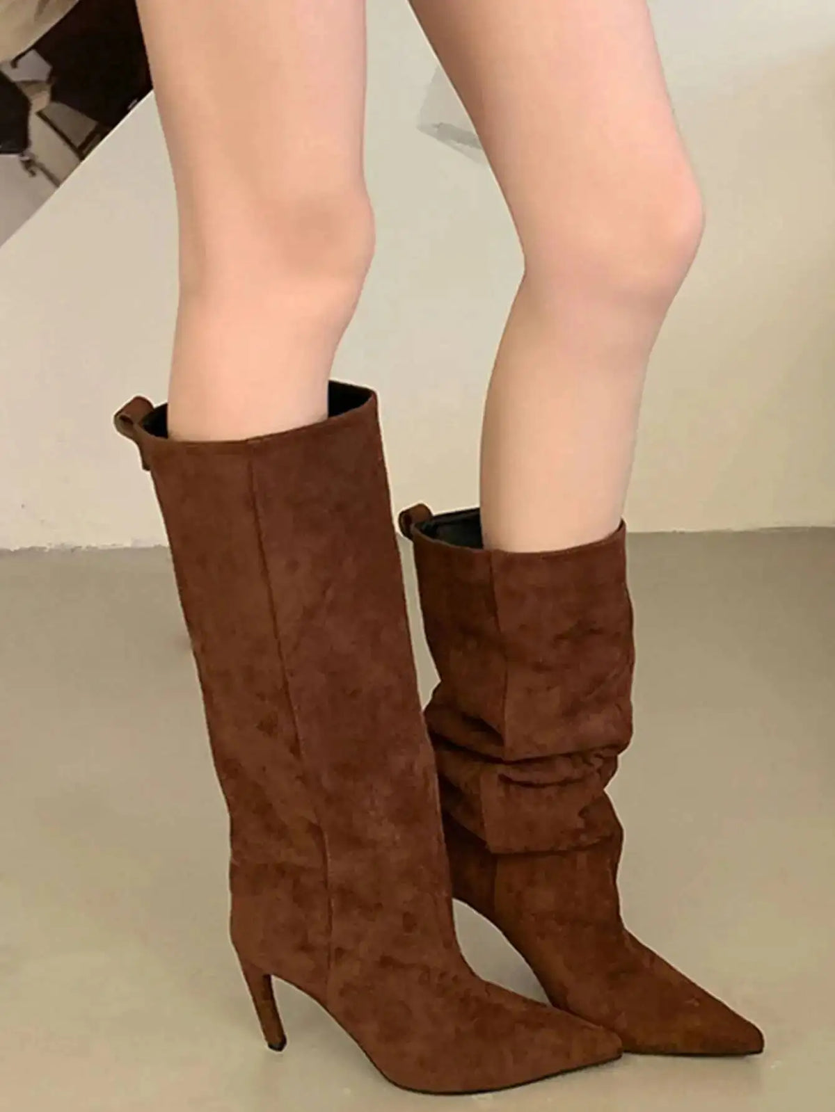 Sexy Pointed Toe High Boots Women Fashion Long Booties Zapatos for Woman Elegant Party Straight High Heel Shoes Winter Footwear
