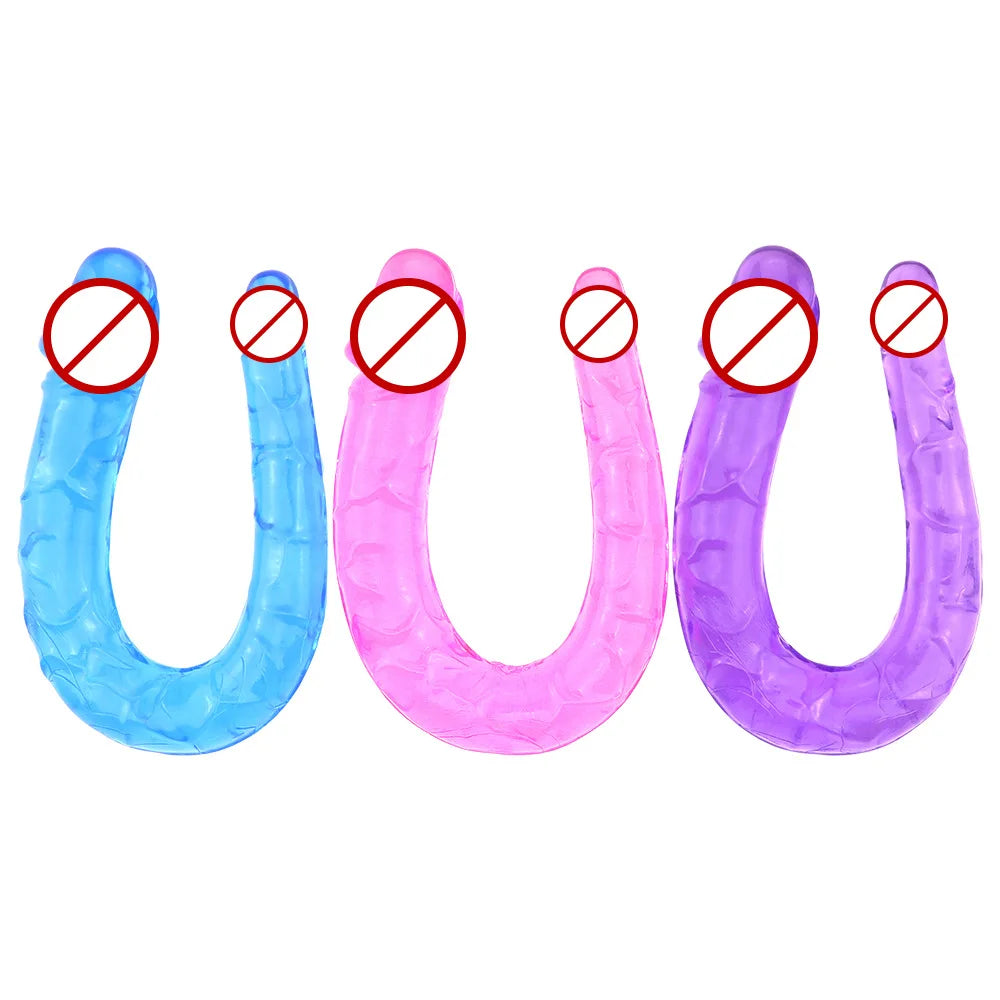 Realistic Penis Dildo Sex Toys For Woman U Shape Double Ended Flexible Jelly Dildos Penis G Spot Anal Stimulator Adult Sex Toys