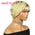 Miss Rola 12A Peruvian Short Pixie Cut Wigs Ombre Hair Highlights Wig Whole Machine Made Human Hair Wigs Remy 180% Density
