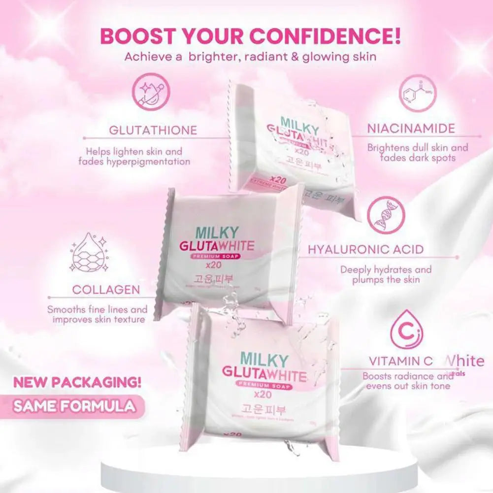 1/2/3PCS Korean MILKY GLUTAWHITE Premium Soap 70g Deep Cleansing Nourishing Rich Foam Soap Efficient Body Face Cleansing Care