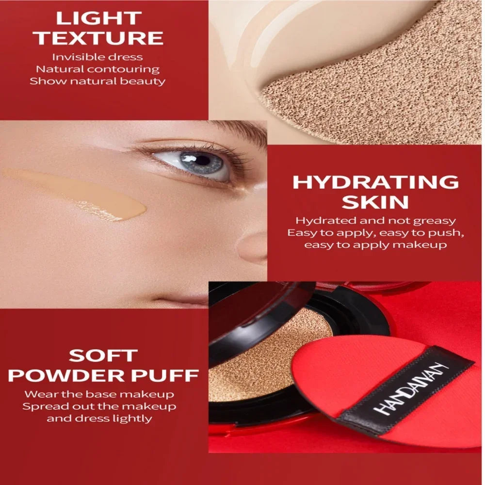 Korean Air Cushion Foundation - Light Natural Moisturizing Concealer Whitening Oil-Control Women's Liquid Foundation Makeup