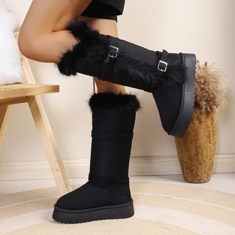 2026 Winter New Fashionable Hot Selling Sexy Warm Snow Boots for Women Round Toe Thick Sole Comfortable Casual Mid Length Boots