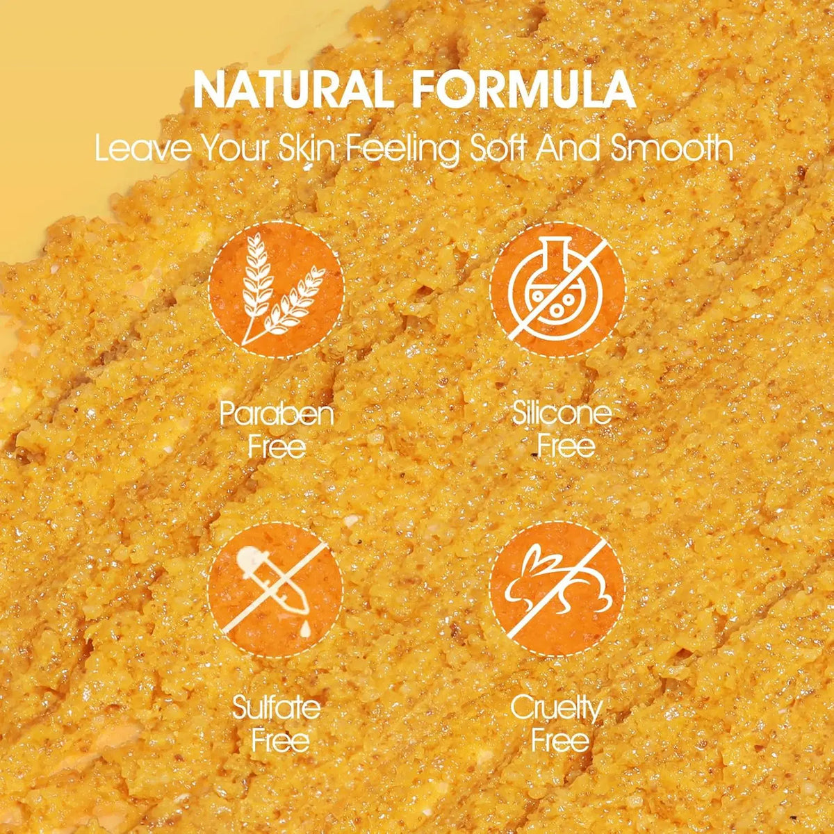 Turmeric Body Scrub - All-Natural Exfoliator for Body, Face, Hand & Foot, Gently Moisturizes & Brightens Skin for All Skin Types