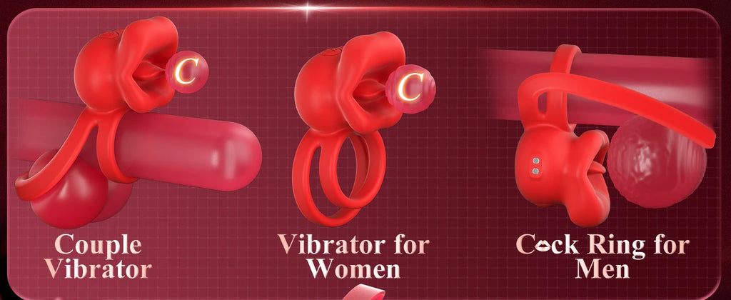 Vibrating Penis Ring with Tongue Licking Clitoral Stimulator Delay Ejaculation Cockring Penisring Sex Toys for Men Adults 18