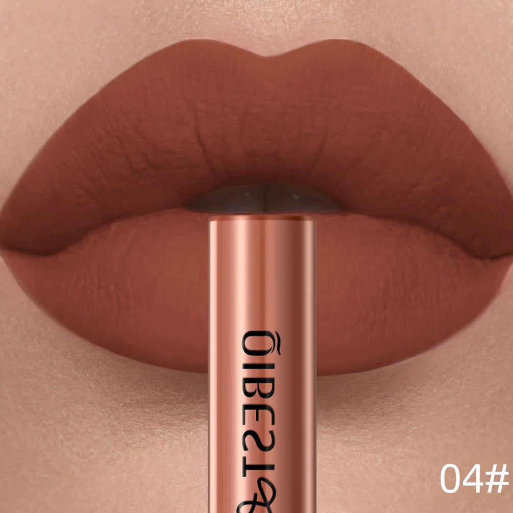 QIBEST Matte Liquid Lipstick Waterproof Long Lasting Velvet Lip Gloss Tint Tube Matte Nude Pigment Red Lipgloss Lips Makeup