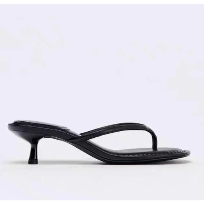 Summer Designer Fashion Thin Heels Slippers Women Clip Toe Casual Sandals Flip Flops Shoes Zapatos De Mujer
