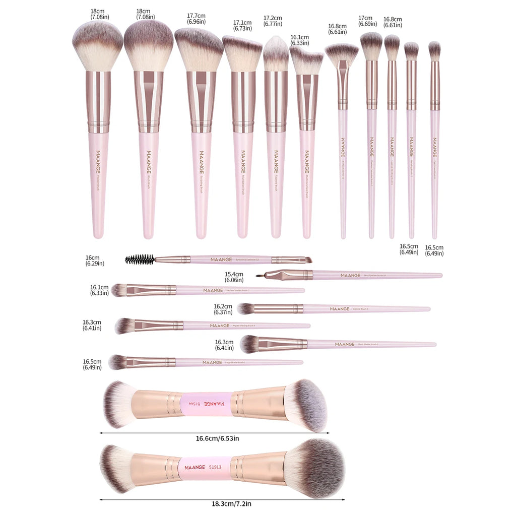 MAANGE 20pcs Professional Makeup Brush Set with Storage Bag Foundation Brush Powder Brush Eyeshadow Brush Basic Makeup Brushes