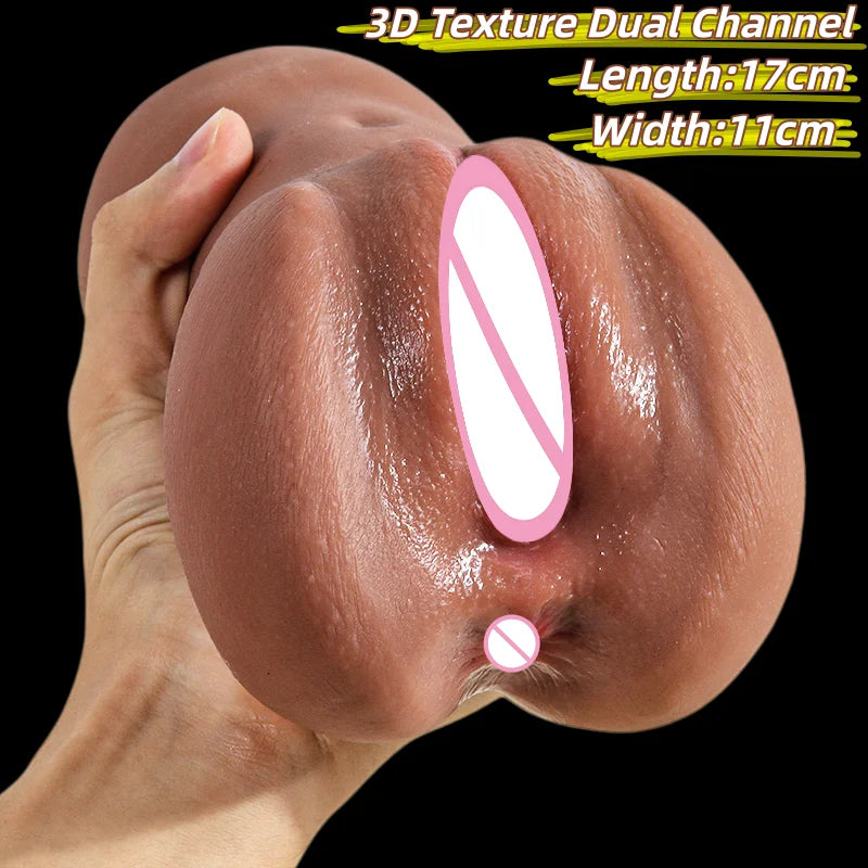 Anime Sex Toys for Men 2 in 1 Artificial Vagina Anus Deep Throat Pocket Pussy Handheld Masturbation Cup Soft Ass Adult Goods
