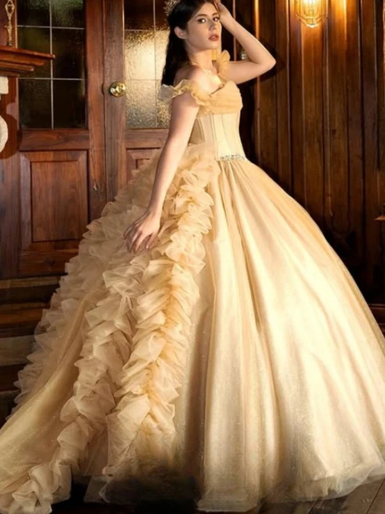 Customized Graceful Luxury Shiny Quinceanera Dresses for Girl Glitter Ruched Sweetheart Corset Vestido Charming Ball Gown