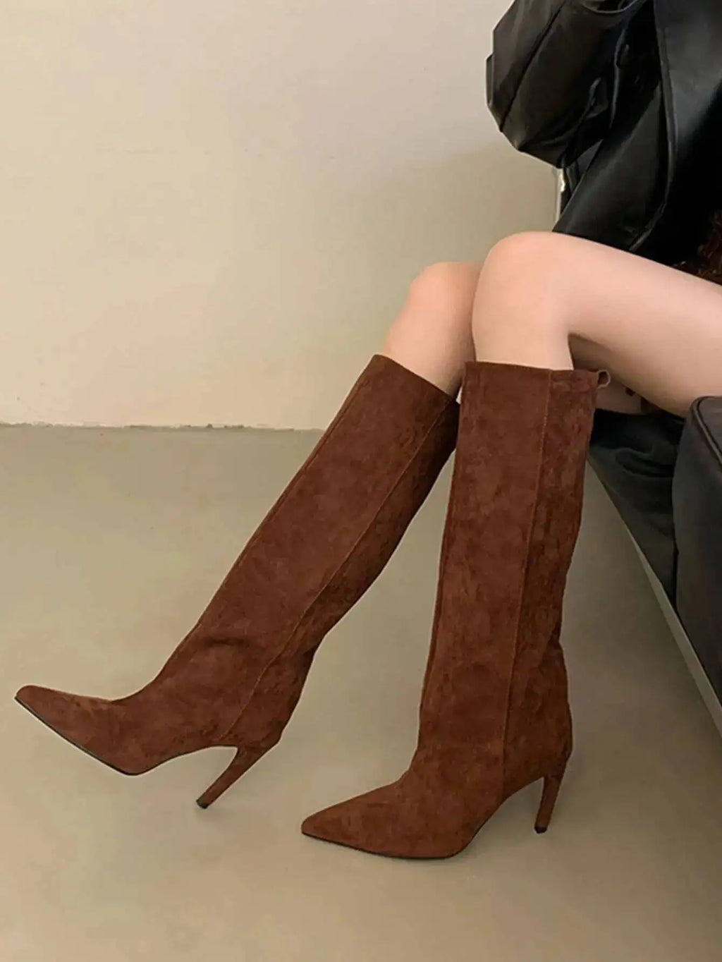 Sexy Pointed Toe High Boots Women Fashion Long Booties Zapatos for Woman Elegant Party Straight High Heel Shoes Winter Footwear