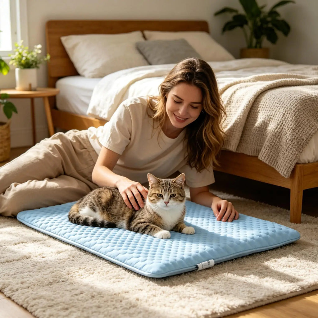 Cat Cooling Pad Hot Summer Non-Slip Animals Cushion War Weather Cats Cooling Mat for Sleeping Resting Camping Travel Shelter