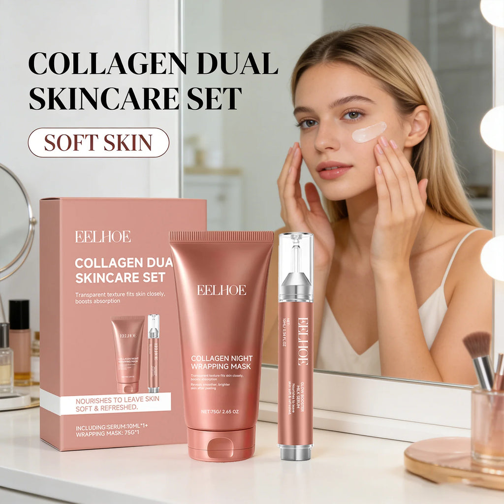 Collagen Wrapping Face Mask Set Enhance Skin Elasticity Improve Dullness Long-Lasting Hydration Exfoliation Night Skincare Serum