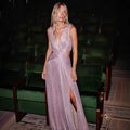 Elegant Dress Temperament Evening Dresses Sexy Vestidos Largos Hot Style French Solid Color Sleeveless Backless Slit Slim Party
