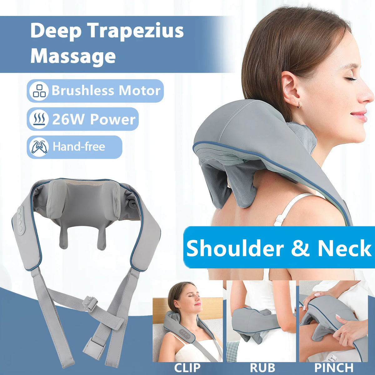2026 NEW 26W Neck And Shoulder Massager Wireless Shoulder And Back Kneading Massage Shawl Trapezius Neck Cervical Masajeador