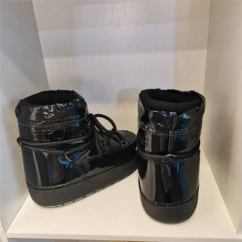 Botas Mujer 2022 New Snow Boot Women Winter Warm Shoe Platform Space Boots Skiing Space Boots Round Toe Platform Ankle Snowboots