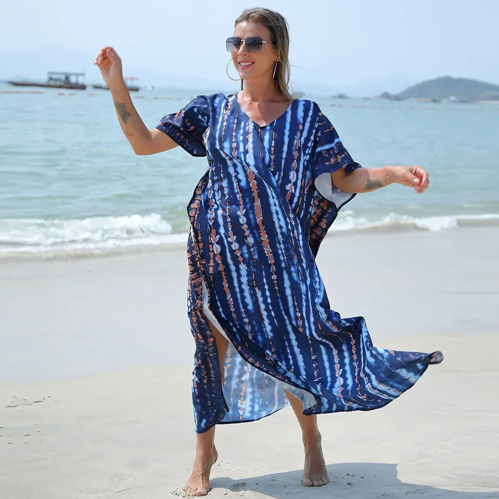 Summer Women Beach Maxi Dress Cover Up Robe Plage Bathing Suit Cover Ups Pareo Salida De Playa Kaftan Beach Swimwear Cover Up