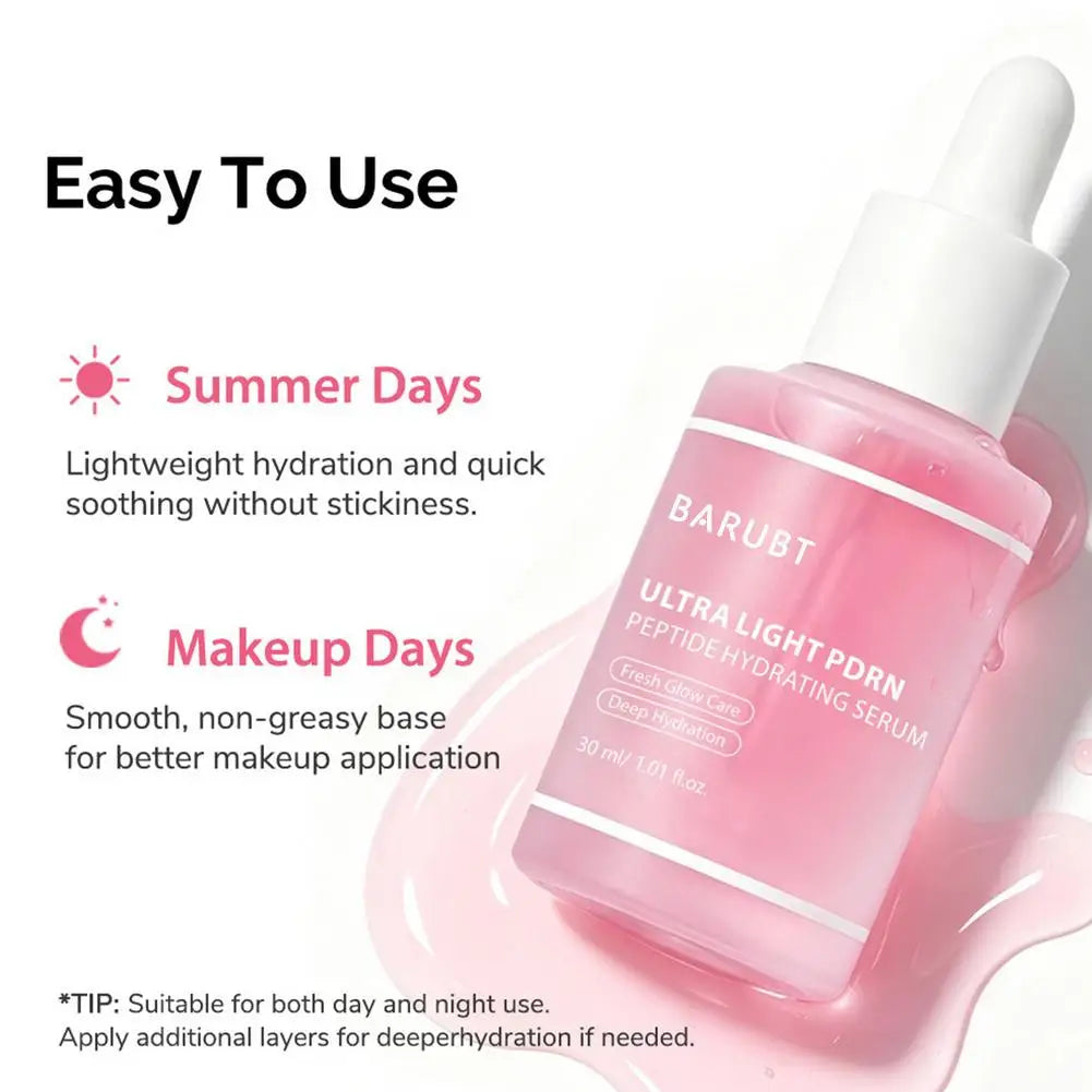 Ultra Light PDRN Collagen Essence Korean Peptide Hydrating Serum Fresh Glow Care Deep Hydration 30ml Original Pink Facial Serum
