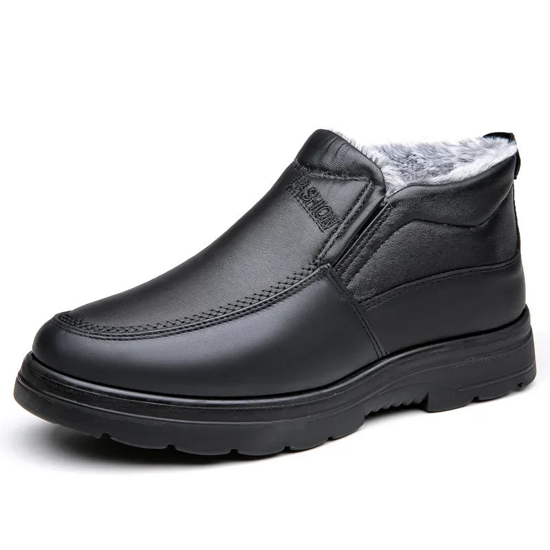 Winter Mens Cotton Shoes Plush Warm Snow Boots Casual Leather Ankle Boots for Men Non-slip Platform Boot Big Size48 Botas Hombre