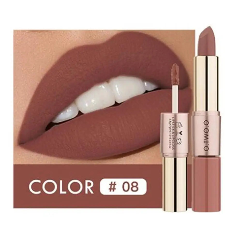 Waterproof 2 in 1 Matte Lipstick Lip Gloss 12 Colors Long Lasting Makeup Cosmetics Rouge Lips Stick Batom Mate