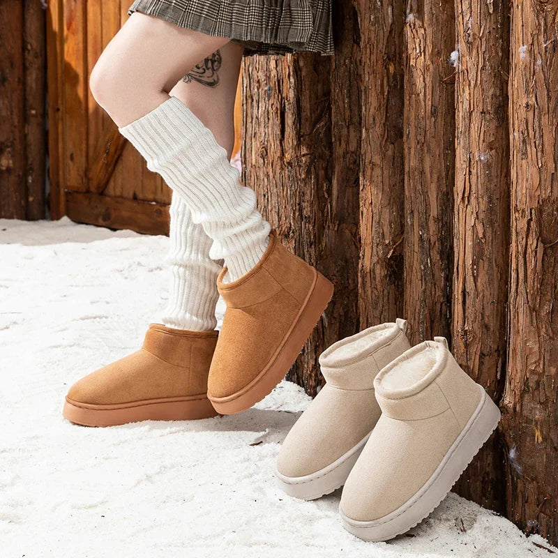 Women Non Slip Thick Bottom Brand Snow Boots Winter 2026 Comfort Platform Warm Plush Ankle Boots Women's Cotton Short Booties