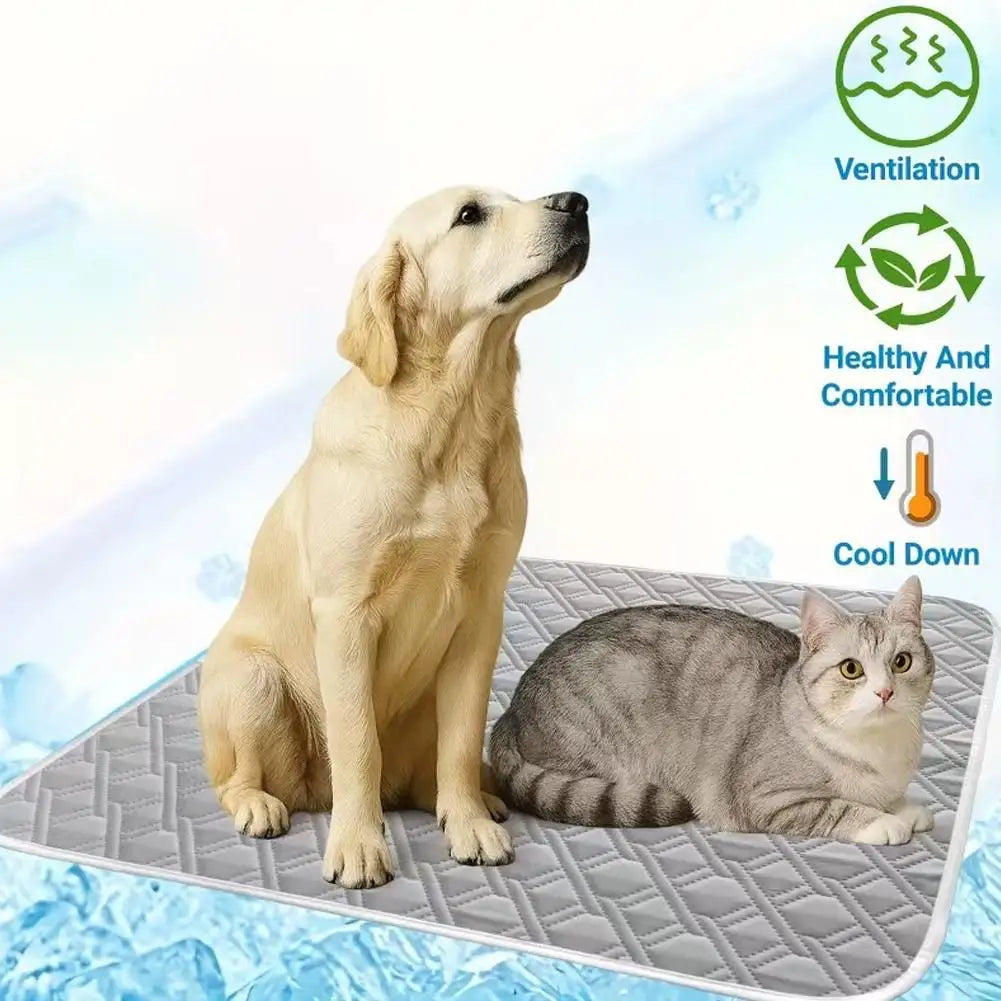 Pet Cooling Mat Breathable Dog Bed Pad Summer Cooling Bed For Cats Dogs Machine Washable Soft Comfortable Grey Mat All Sizes